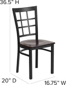 Black Window Back Metal Dining Chair With Walnut Wood Seat