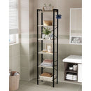 Greige Six Tier Narrow Bookshelf With Two Hooks Industrial
