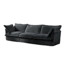 Slipcovered Sofa Couch, Modern 3 Seater Sofa with Suppleness Armrests,Deep Seat Sofa with Soft Multiple Big Pillows, Comfy Couch for Living Room, Apartment,Gray Corduroy Fabric