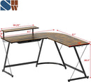 Vista Rustic Brown L Shaped Desk With Monitor Stand