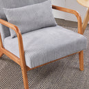Mid-Century Modern Accent Chair, Arm Chair Living Room Chairs with Pillow Upholstered Reading Chair with Solid Wood Frame &  Living Room Bedroom Balcony (Antique Dark Grey)
