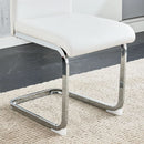 White PU Leather Dining Chair Set High Back Upholstered