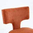 Mid Century Modern Counter Height Bar Stools Set of 2, Farmhouse Linen Fabric Upholstered Accent Chair Curved Backrest with Copper Nails around,Kitchen Chairs with Hardwood Frame, Orange