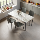 Dining Table with Sintered Stone Tabletop and Metal Legs, 63' Rectangular Modern Kitchen & Dining Room Table