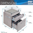 Two Drawer Rolling File Cabinet With Lock And Glass Top Under Desk Printer Stand Grey Office Furniture