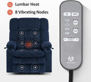 Large Wide Navy Blue Dual Motor Lift Recliner Massage And Heat