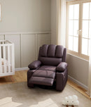 Leather Recliner Chair Brown Medium With Cup Holders And 150 Degree Recline