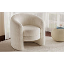 Modern Curved Back Upholstered Accent Chair, Soft Cozy Boucle Fabric, Comfortable Plush Seating, No Assembly Required, Versatile Style for Living Room/Reading Room/Bedroom, Ivory