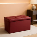 Ottoman Storage Bench 30x15x15 Inches Burgundy Leather