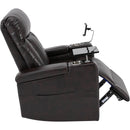 Premium Power Recliner with Storage Arms, Cupholders, Swivel Tray Table and Cell Phone Stand, Brown PU Leather, 35'' x 29.9'' x 41.2''