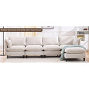Modular Sectional Sofa,  L Shaped Couch Set for Living Room, 4-Seater Comfy Cloud Couches with Movable Ottoman Beige