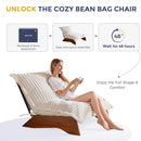 Beige Upholstered Living Room Chair Adjustable Backrest