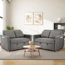 Sleeper Sofa Bed, 3-In-1 Convertible Sofa Chair, Linen Fabric Pull Out Couch Bed, Loveseat Sleeper with Spring Support, Adjustable Backrest, 2 Seater Recliner Chair for Small Space, Dark Grey