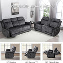 Grey Zero Gravity Reclining Sofa Set With Adjustable Headrest