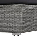 Elegant Patio Furniture Set Outdoor Daybed Rattan Sectional with Cushions and Center Table, Grey, Iron + Rattan