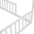 Double Twin House-Style Floor Bed with Fence, Guardrails, without door, White(Old Sku:W504P143317)