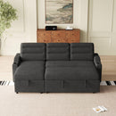 MH83.5' Convertible Sleeper Combo Sofa, Convertible Sofa Bed Polyester Pullout Bed with Storage Recliner and Cup Holder for Living Room, Tight Spaces