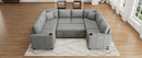 Multi-functional U-shaped Sectional Sofa Convertible Pull-out Bed Gray Chenille 107.1'