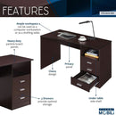 Wenge Computer Desk With 3 Drawers And Side Storage Shelf