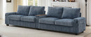 Modern 4-Seater Corduroy Sofa Couch with USB Ports, Hidden Storage, Flip-Top Cup Holders, Blue, 133'