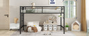 Twin Size Metal Loft Bed, Loft Bed with Easy Climbing Ladder and Guardrails for Kids, Black