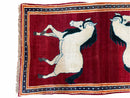 3.5 X 6 Handmade Hand-Knotted New Vintage Rug Quality Wool White Horses Red