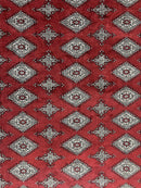 Pakistani Bokhara Rug 6x8, Fine Turkoman Carpet, Wool Handmade Vintage, Red, 6 x 8 Medium Sized Rug, Turkmen Rug