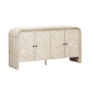 U_Style Luxury Multi-Functional MDF Sideboard– Handwoven Wood Slat Doors, Tiered Stepped Design & Premium Solid Wood Veneer for Hallways, Living Rooms, Studies, and Corridors