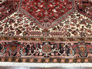 Large Persian Heriz Rug 10x13, Wool Hand Knotted Antique Carpet, Red and Ivory, Geometric Tribal Room Sized Rug, Decorative Oriental Rug