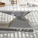 Modern Sintered Stone Tabletop Coffee Table with Stainless Steel Base - Elegant and Durable Living Room Centerpiece