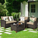 Patio Rattan Furniture Set 4 Piece Beige For Outdoor Use