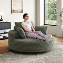 55''L Corduroy Chenille Foam Single Swivel Chair, Fluffy Modern Sleeper, 360 Degree Swivel Chair for Living Room, Bedroom, Lounge and Projection Room