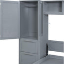 Full Size Murphy Bed Wall Bed with Closet and Drawers,Gray