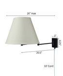 Dimmable Swing Arm Wall Light Bronze Brown Finish with Light Oatmeal Lampshade - For Bedside, Living Room, Reading Chair