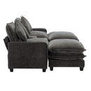Modern Chenille Upholstered Sectional Sofa with Ottomans, USB Ports, Cup Holders, and Storage in Grey