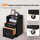 Black Under Desk File Cabinet 2 Drawers Lockable Wheels