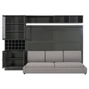 Queen Size Murphy Bed Wall Bed with Sofa , Shelves USB & Light ,Gray