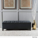 Dark Grey Tufted Fabric Storage Ottoman 17.5 In Depth