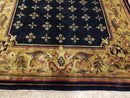 6x9 Aubusson Design Nepali Tibetan Rug Black & Tan Hand-Knotted Wool Carpet Soft Plush Pile New Rug Nice