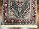 Sino Persian Rug 4x6, Wool with Silk Highlights, Fine Hand Knotted Carpet, Green & Maroon Red, Herati Medallion, Vintage Rug