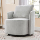 Modern 360° Swivel Accent Barrel Armchair in Grey Chenille, 29.9' Upholstered with Curved Design for Living Room, Bedroom, Office, and Hotel