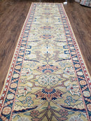 Hallway Runner Rug, Kitchen Runner, Sultanabad Hand Knotted Rug, Farmhouse Rug, 1950s Rug, Mahal Rug, Turkish Rug, Long Runner, Yellow