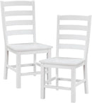 White Farmhouse Dining Chairs Set of 2 With Footrest
