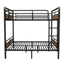 Queen over Queen Metal Bunk Bed, Industrial Detachable Bunkbeds with Safety Guard Rails for Teens, Black(Old SKU W2580S00006)