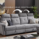Light Grey Microfiber Sectional Sofa With Storage Ottoman