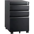 Compact Black Mobile Filing Cabinet Lockable With Drawers