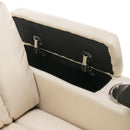 Home Theater Recliner with 270 Degree Swivel, PU Leather, Power Recliner with Tray Table, Phone Holder, Cup Holder, USB Port, White