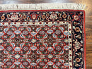 Indo Persian Rug 3x5, Red and Navy Blue, Wool Vintage Handmade Small Carpet 3 x 5 ft, Herati Pattern, Bidjar Rug