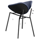 Set of 4 Upholstered PU Leather Dining Chairs Mid-Century Modern Dining Chairs with Curved Backrest for Dining Room Kitchen (Blue)