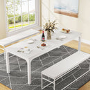 White 78-Inch Dining Table For 6-8, Rectangular Dining Room